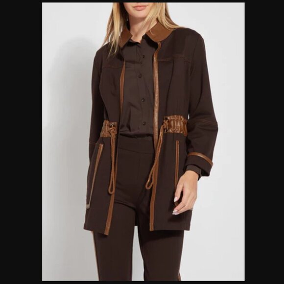 Lysse Margaret Jacket - Brown with Faux Leather Trim - Small - Picture 1 of 16